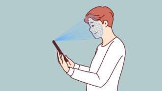 phone scanning man | DRAWLAB/Newscom