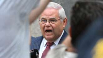 U.S. Sen. Bob Menendez (D-NJ) leaves Manhattan federal court on Tuesday, July 16, 2024 in New York City. | LOUIS LANZANO/UPI/Newscom