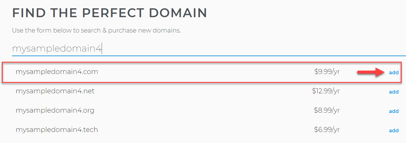Type in your preferred domain name.
